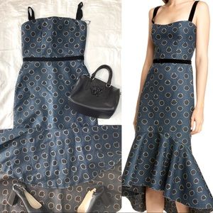 Johanna Ortiz - Blue Ruffle Hem, Canvas Midi Dress